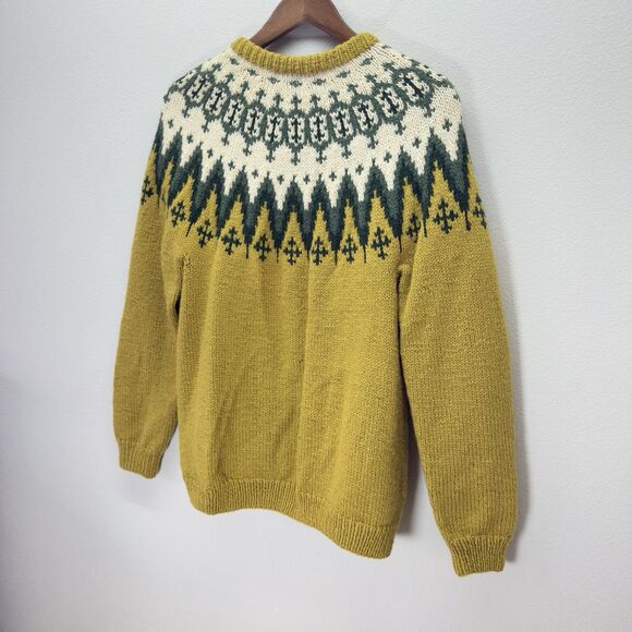 Saga Knit Fair Isle Cardigan Women’s Medium Nordic Wool Lodge Cabin Hand Knit - Picture 6 of 13